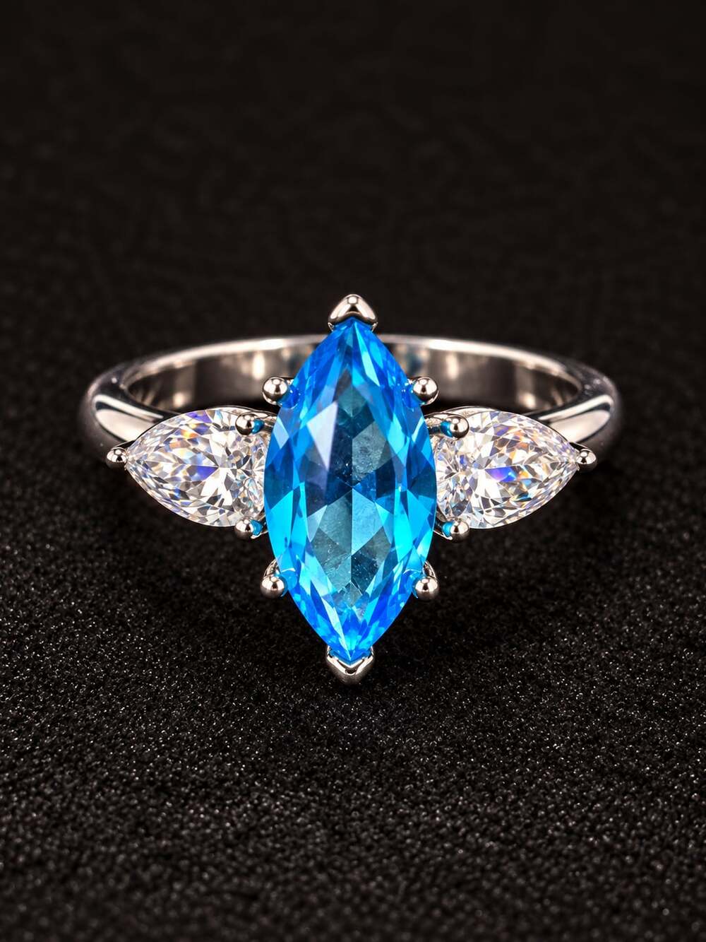 Marquise Blue Crystal Ring